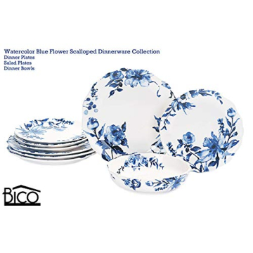 Bico Beautiful Watercolor Dinner Plates, Set of 4