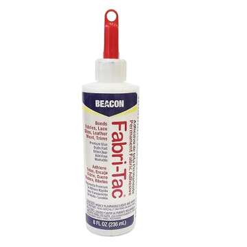 Beacon Fabri-Tac Permanent Adhesive, 8 Ounce Bottle - Premium Crafting & Fabric Glue (1) with One Vi...
