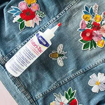 Beacon Fabri-Tac Permanent Adhesive, 8 Ounce Bottle - Premium Crafting & Fabric Glue (1) with One Vista Vinyl 60-Inch Soft Tape Measure