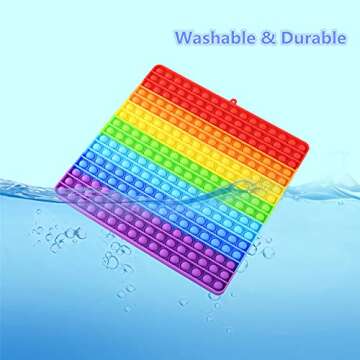 Mirenlife Large Size Pop Sensory Fidget Toys, Push Bubble Fidget Sensory Toys, 12 Inch, 256 Bubbles Jumbo Silicone Pressure Relieving Toys, Rainbow Color