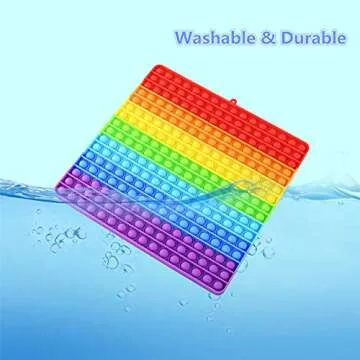 Mirenlife Large Size Pop Sensory Fidget Toys, Push Bubble Fidget Sensory Toys, 12 Inch, 256 Bubbles Jumbo Silicone Pressure Relieving Toys, Rainbow Color