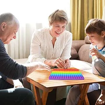 Mirenlife Large Size Pop Sensory Fidget Toys, Push Bubble Fidget Sensory Toys, 12 Inch, 256 Bubbles Jumbo Silicone Pressure Relieving Toys, Rainbow Color