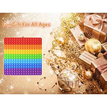 Mirenlife Large Size Pop Sensory Fidget Toys, Push Bubble Fidget Sensory Toys, 12 Inch, 256 Bubbles Jumbo Silicone Pressure Relieving Toys, Rainbow Color