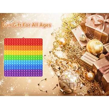 Mirenlife Large Size Pop Sensory Fidget Toys, Push Bubble Fidget Sensory Toys, 12 Inch, 256 Bubbles Jumbo Silicone Pressure Relieving Toys, Rainbow Color