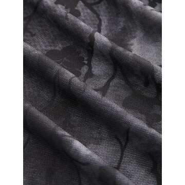 CIDER Women’s Mesh Floral Boho High Wiasted Midi Grunge Skirts: Black, L