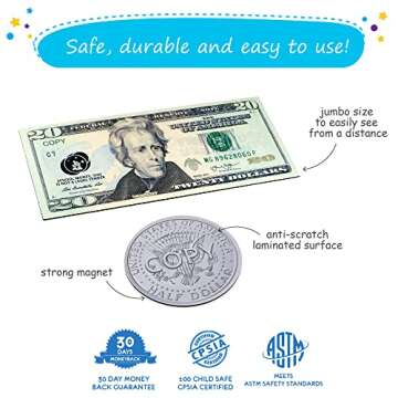 Magnetic Money Set for Learning - 48 PCS Play Money