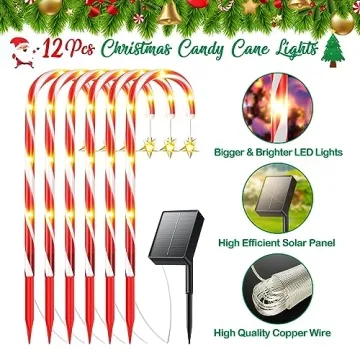 BUCASA Solar Candy Cane Lights for Christmas Outdoor Decor