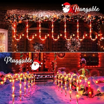 BUCASA Solar Candy Cane Lights for Christmas Outdoor Decor