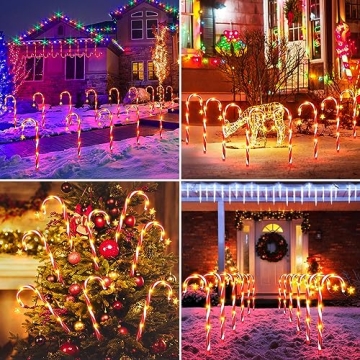 BUCASA Solar Candy Cane Lights for Christmas Outdoor Decor