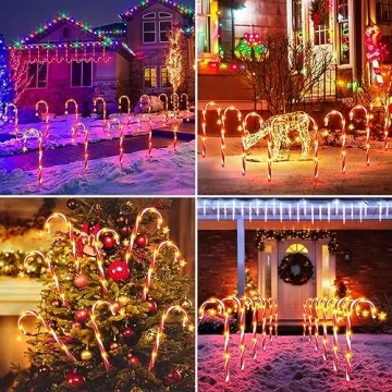 BUCASA Solar Candy Cane Lights for Christmas Outdoor Decor