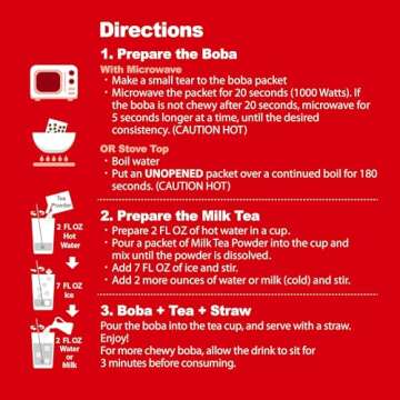 Instant Boba Bubble Pearl (Classic Milk Tea with Brown Sugar Boba, 6 Servings)