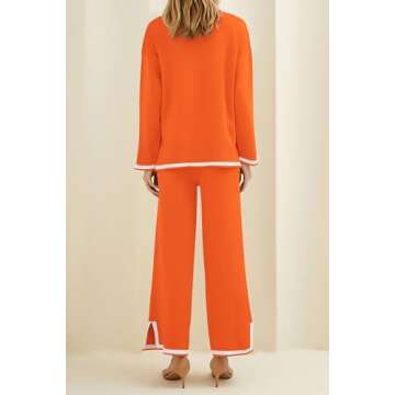 PRETTYGARDEN Women's 2 Piece Knit Sweater Set Casual Long Sleeve Pullover Wide Leg Pants Sweatsuit T...