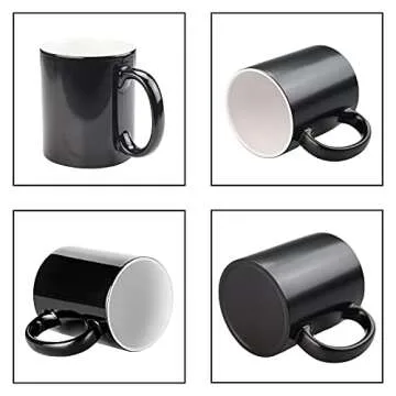 AQWJ-11oz Color Changing Mugs for Sublimation Professional Grade Mugs Black Coated Magic Mugs for Sublimation Ceramic Cup for Coffee Tea or DIY Gifts，Set of 6