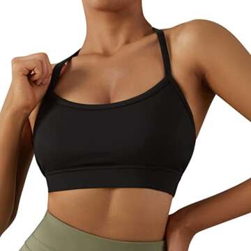 MOSHENGQI Y Back Padded Sports Bra for Women Racerback Strappy Workout Yoga Bra(M,215-Solid Black