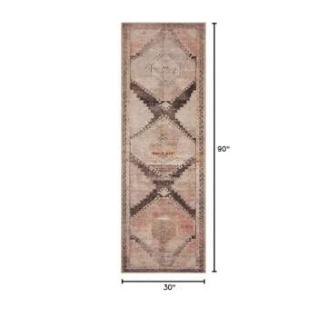 Loloi II Wynter Collection WYN-08 Graphite/Blush 2'-6" x 12'-0", .13" Thick, Runner Rug, Soft, Durab...