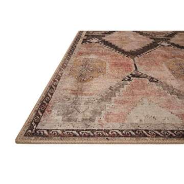 Loloi II Wynter Collection WYN-08 Graphite/Blush 2'-6" x 12'-0", .13" Thick, Runner Rug, Soft, Durable, Printed, Vintage Inspired, Low Pile, Non-Shedding, Easy Clean, Living Room Rug