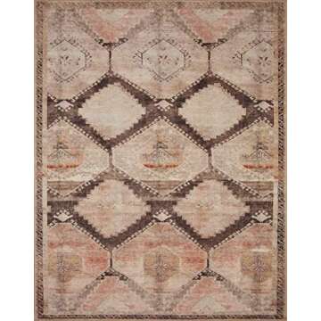 Loloi II Wynter Collection WYN-08 Graphite/Blush 2'-6" x 12'-0", .13" Thick, Runner Rug, Soft, Durable, Printed, Vintage Inspired, Low Pile, Non-Shedding, Easy Clean, Living Room Rug