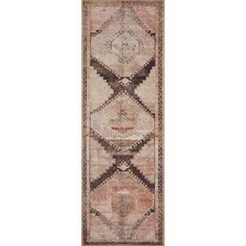 Loloi II Wynter Collection WYN-08 Graphite/Blush 2'-6" x 12'-0", .13" Thick, Runner Rug, Soft, Durable, Printed, Vintage Inspired, Low Pile, Non-Shedding, Easy Clean, Living Room Rug