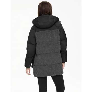 Orolay Women's Sherpa Jacket Thickened Puffer Down Coat Fuzzy Fleece Jacket Caviar M