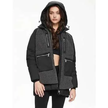 Orolay Women's Sherpa Jacket Thickened Puffer Down Coat Fuzzy Fleece Jacket Caviar M