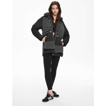 Orolay Women's Sherpa Jacket Thickened Puffer Down Coat Fuzzy Fleece Jacket Caviar M