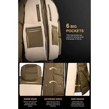 Orolay Women's Sherpa Jacket Thickened Puffer Down Coat Fuzzy Fleece Jacket Caviar M