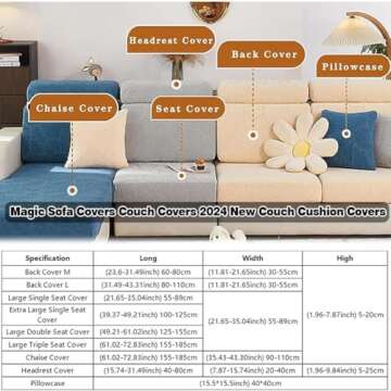 Disayu Magic Sofa Covers - Washable Stretch Slipcovers for Sectional Sofas