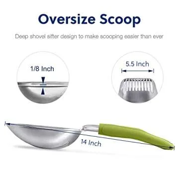 WePet Cat Litter Scoop, Aluminum Alloy Sifter, Kitty Metal Scooper, Deep Shovel, Long Handle, Poop S...
