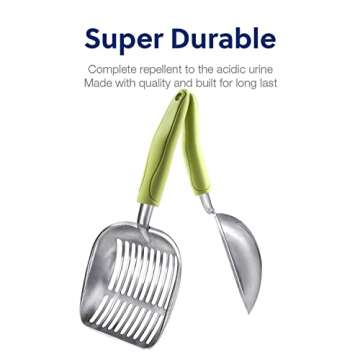 WePet Cat Litter Scoop, Aluminum Alloy Sifter, Kitty Metal Scooper, Deep Shovel, Long Handle, Poop Sifting, Kitten Pooper Lifter, Durable, Heavy Duty, for Litter Box