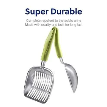 WePet Cat Litter Scoop, Aluminum Alloy Sifter, Kitty Metal Scooper, Deep Shovel, Long Handle, Poop Sifting, Kitten Pooper Lifter, Durable, Heavy Duty, for Litter Box