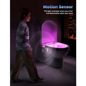 LOHAS Toilet Night Lights, Bowl Night Light, 7 Colors Changing LED Toilet Nightlight with Motion Sensor, Funny Bathroom Decor Perfect for Your Family (Battery Not Included), 2Pack