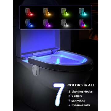 LOHAS Toilet Night Lights, Bowl Night Light, 7 Colors Changing LED Toilet Nightlight with Motion Sensor, Funny Bathroom Decor Perfect for Your Family (Battery Not Included), 2Pack