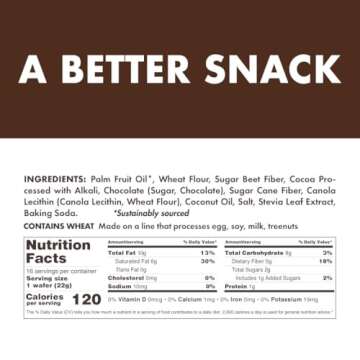 Rip Van Dark Chocolate Wafer Cookies - Healthy Snacks - Non GMO, Keto, Low Carb, Low Sugar (2g), Low Calorie and Vegan, 16 Count