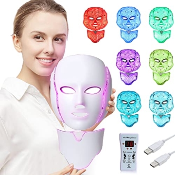 LED Face Mâsk Light Therapy | 7 Color Skin Rejuvenation Therapy LED Photon Mâsk Light Facial Skin ...