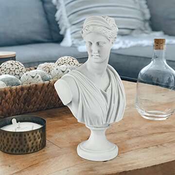 Design Toscano PD72519 Diana of Versailles Bonded Marble Resin Sculptural Bust, White