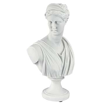 Design Toscano PD72519 Diana of Versailles Bonded Marble Resin Sculptural Bust, White