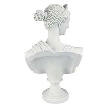 Design Toscano PD72519 Diana of Versailles Bonded Marble Resin Sculptural Bust, White