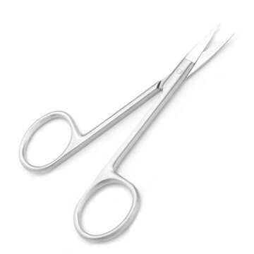 Motanar Cuticle Nail Scissors - Stainless Steel Precision Manicure Scissor - Extra Pointed Straight Curved Fingernail Scissor (Straight Piont)