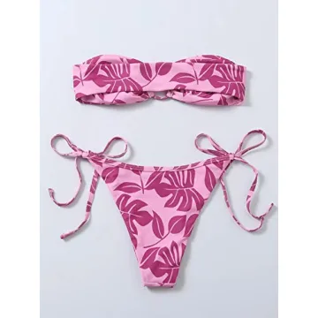 Floerns Women's Vibrant Tube Top Bikini Summer Essentials