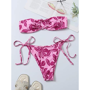 Floerns Women's Vibrant Tube Top Bikini Summer Essentials