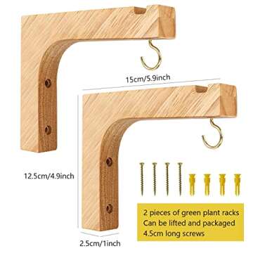 FGSAEOR Macrame Plant Hanger, Hanging Wall Planters for Indoor Plants, Wooden Hanging Basket Hooks f...