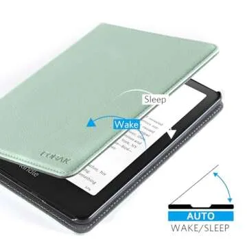 CoBak Case with Stand for Kindle Paperwhite 12th Gen 2024 Released (7") & Kindle Colorsoft Signature Edition - Durable PU Leather Cover with Auto Sleep Wake, Card Slot, Hand Strap Feature, Sage Green