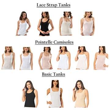 VAVONNE Camisole for Women, All Cotton, Airy Soft Comfy Tank Tops Cami Undershirt (Wide Strap/White, Small)