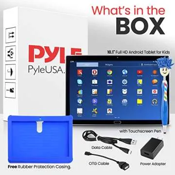 Pyle Kids Tablet with Stylus Pen, 7 Inch Android Tablet with 1080p HD Display, Dual Camera, WiFi Compatibility, Quad-Core Processor, 1GB RAM, 8GB Storage, Kid Proof Cover