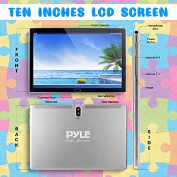 Pyle Kids Tablet with Stylus Pen, 7 Inch Android Tablet with 1080p HD Display, Dual Camera, WiFi Compatibility, Quad-Core Processor, 1GB RAM, 8GB Storage, Kid Proof Cover