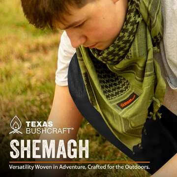 Texas Bushcraft Tactical Shemagh - Authentic Keffiyeh 100% Cotton for your Camping, Hiking and Backp...