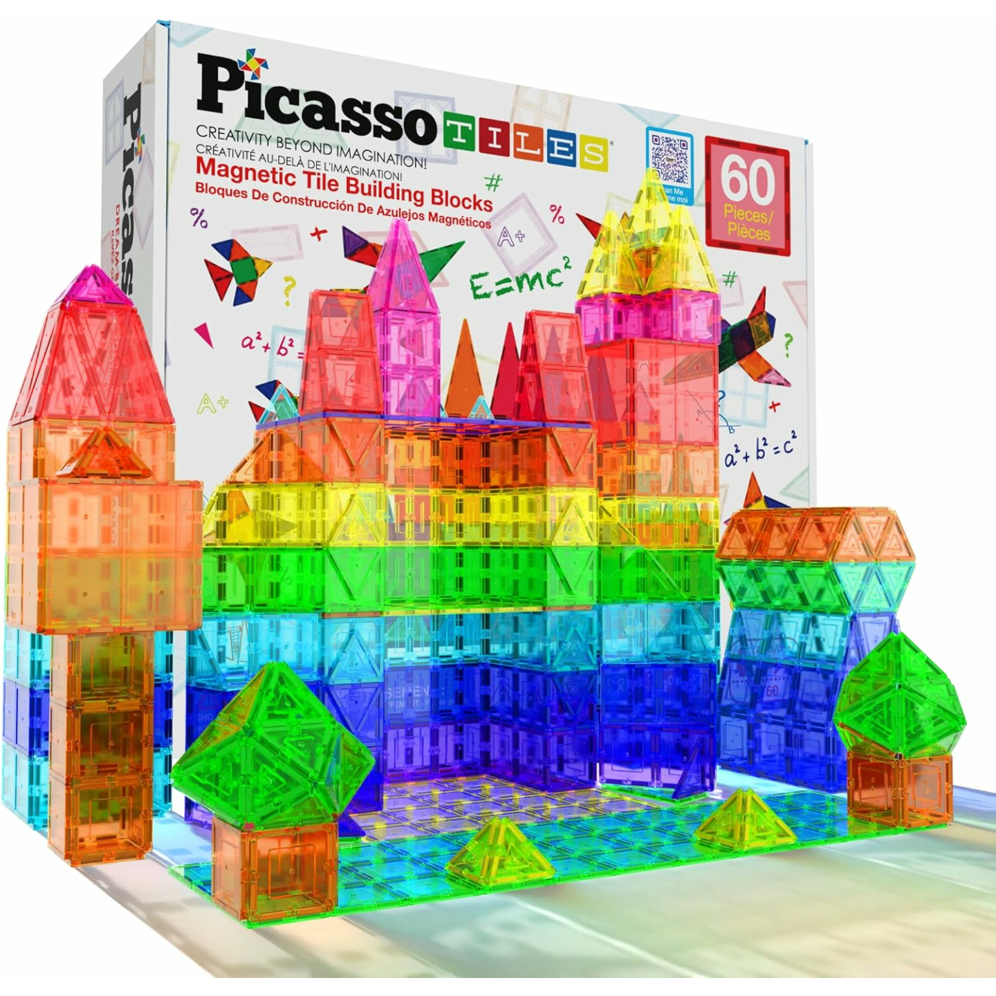 Magnetic Building Tiles Set for Kids 60pcs - STEM Fun