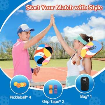 niupipo Pickleball Paddles, Fiberglass Surface Pickleball Set, Lightweight Pickleball Rackets Set with 2 Indoor & 2 Outdoor Pickleball Balls and 1 Bag, Pickle Ball Paddle Set of 2 for Men, Women