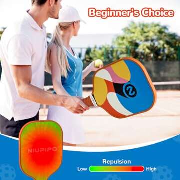 niupipo Pickleball Paddles, Fiberglass Surface Pickleball Set, Lightweight Pickleball Rackets Set with 2 Indoor & 2 Outdoor Pickleball Balls and 1 Bag, Pickle Ball Paddle Set of 2 for Men, Women