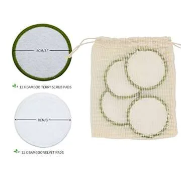 Chloven Reusable Makeup Remover Pads 24 Pack - Washable Eco-Friendly Bamboo Velour Pads for all Skin Types,Bamboo Reusable Cotton Rounds for Toner, with Cotton Laundry Bag And Round Box for Storage